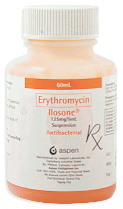 Ilosone (Erythromycin Estolate) Oral Suspension in Plastic White Bottle 60 ml (125 mg/5mL) 1's