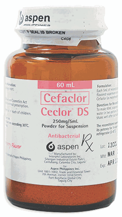 Ceclor (Cefaclor) Oral Suspension in Bottle Amber 60 ml (125 mg/5mL) 1's