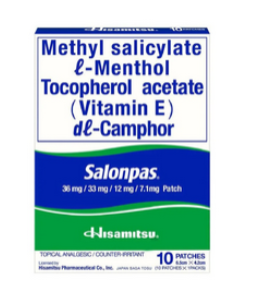 Salonpas Medicated Patch (Methyl Salicylate + Menthol + Tocopherol + dl-Camphor)