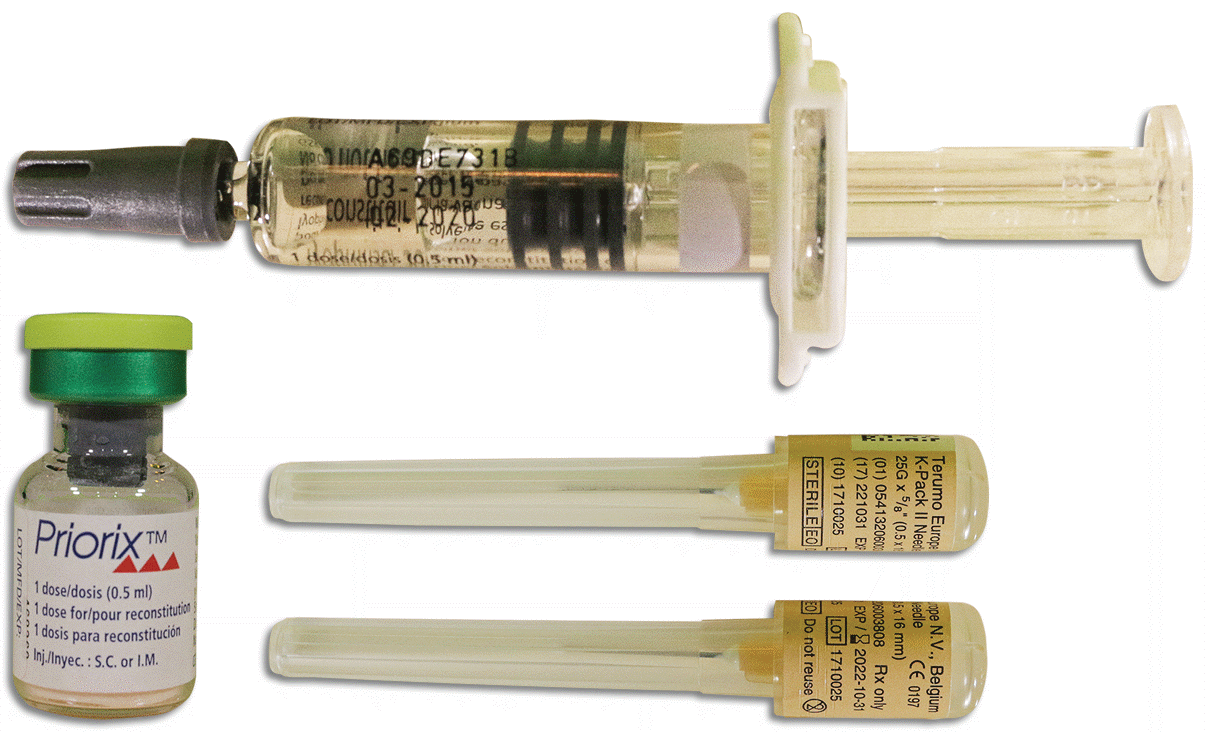 Priorix (Live Attenuated Measles, Mumps and Rubella Virus) (1000+1000+1000 CCID50) Suspension for IM Injection in 0.5mL Glass Syringe 1's