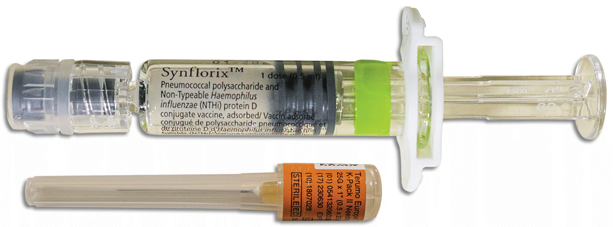 Synflorix (Pneumococcal Polysaccharide Conjugate Vaccine) (3mcg/0.5mL) Suspension for IM Injection in 0.5mL Glass Syringe 1's