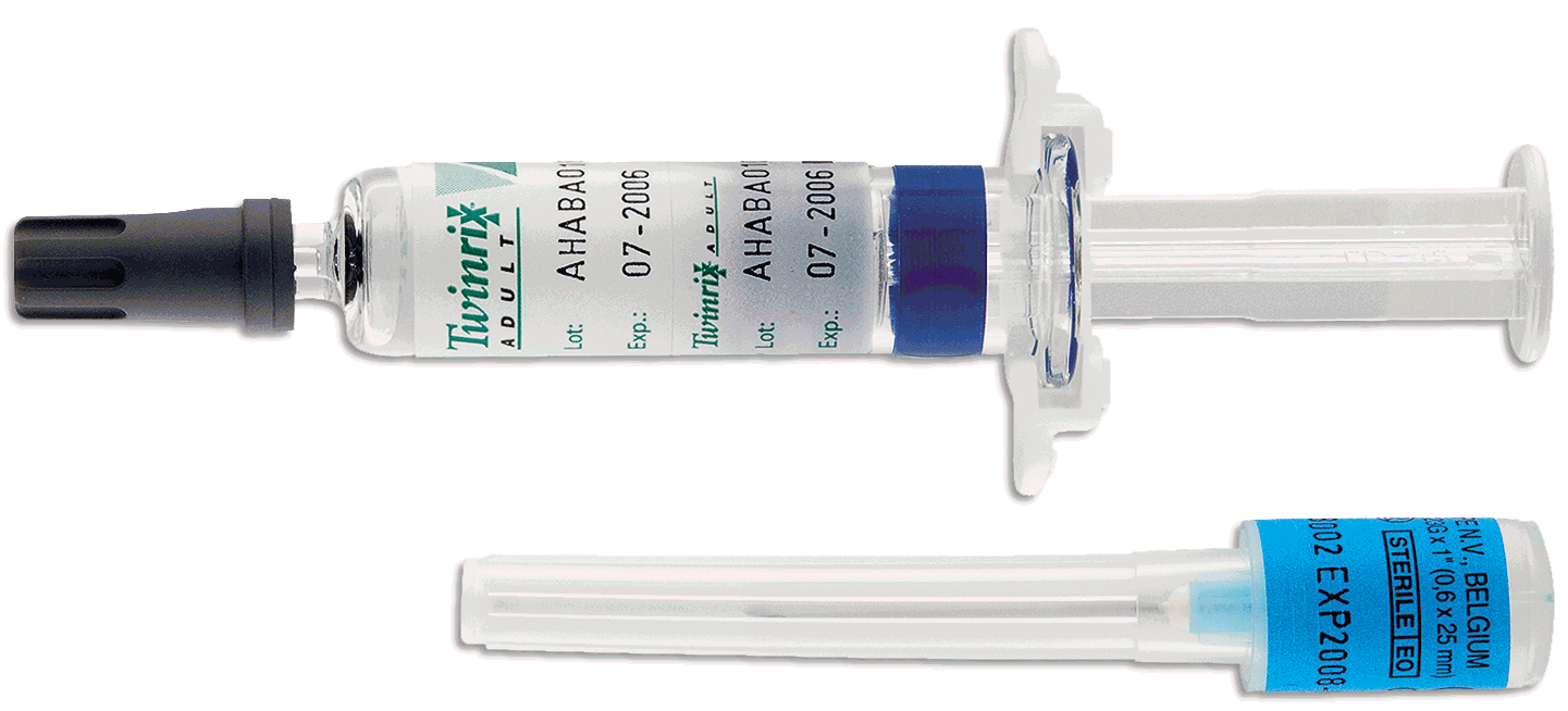 Twinrix (Inactivated Hepatitis A+ HBsAg) (720 ELISA unit+20mcg) Adult Suspension for IM Injection in 1mL Glass Syringe 1's