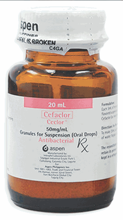 Ceclor (Cefaclor) DS Oral Suspension in Bottle Amber 60 ml (250 mg/5mL) 1's