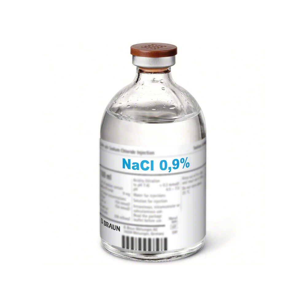 BBraun 0.9% Sodium Chloride Solution Solution for IV Infusion of 100 mL Clear Glass Vial in Box of 50's