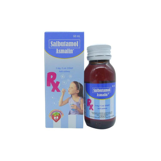 Asmalin (Salbutamol Sulfate) Syrup (2 mg/5ml) Bottle 60mL Box 1's