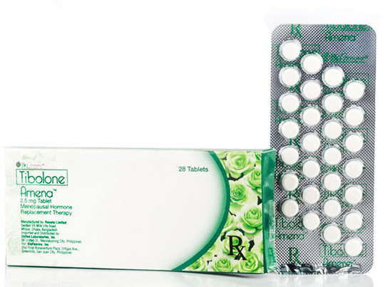 Amena (Tibolone) Tablet (2.5 mg) Blister Pack 28's Box 1's