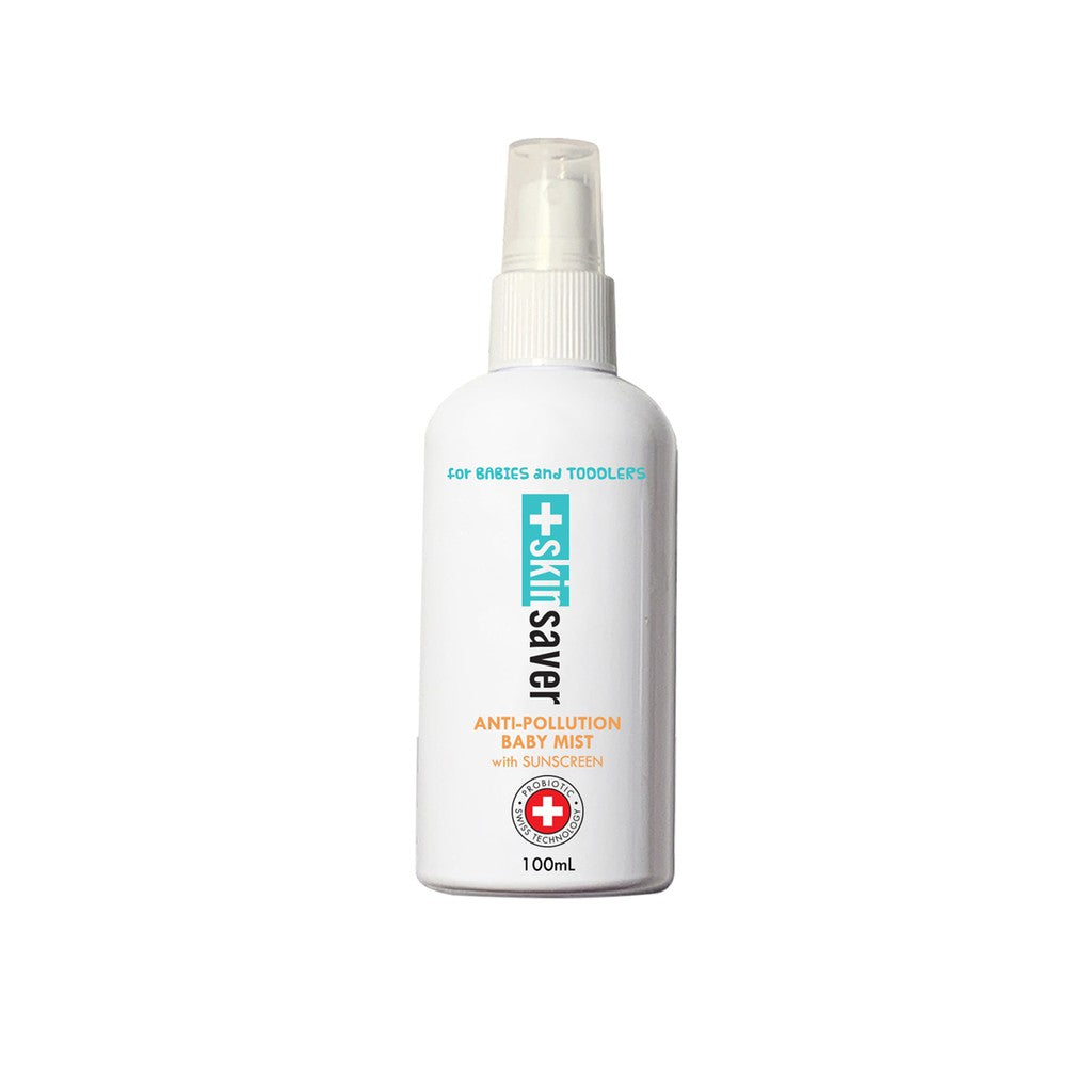 Skin Saver Antipollution Baby Mist (Tea Tree Extract + Probiotic Yeast Derivative + Skin Guard + Broad Spectrum SPF + Hyaluronic Acid + Tocopherol + Chamomile Extract + Neem Oil) with Sunscreen (Solution Bottle 100 ml)