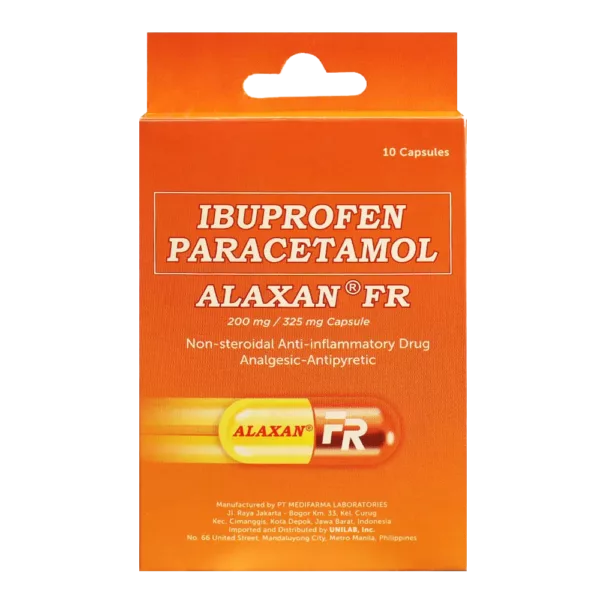Alaxan FR (Paracetamol+Ibuprofen) Capsule (325+200 mg) Blister Pack 10's Box 10's