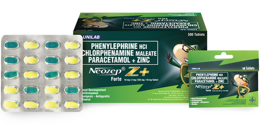 Neozep Z+ Forte  (Phenylephrine HCl + CPM + Paracetamol + Zinc)