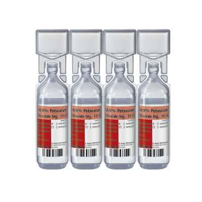 BBraun Potassium Chloride Solution for IV Infusion of 14.9% in 20 mL Mini-Plasco® Ampoule in Box of 20's