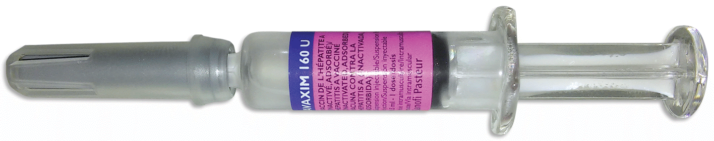 Avaxim (Inactivated Hepatitis A) (160 EELISA unit) Adult Suspension for IM Injection in 0.5mL Glass Syringe 1's