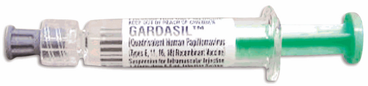 Gardasil (Human papillomavirus types 6, 11, 16, 18 Recombinant, Absorbed) (20+40+40+20 mcg/0.5mL) (Types 6, 11, 16, 18) Suspension for IM Injection in 0.5mL Glass Syringe 1's