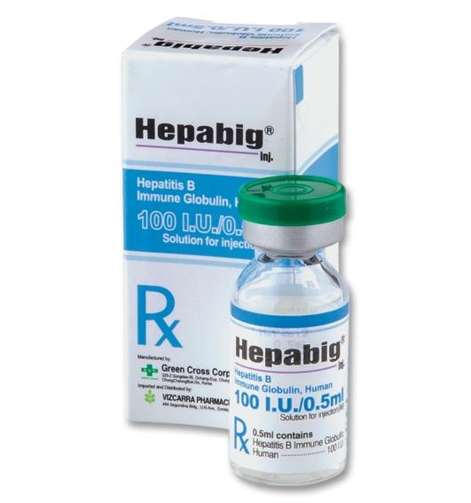 Hepabig (Hepatitis B Human Immunoglobulin) (100IU/0.5mL) Solution for IM Injection in 0.5mL Glass Vial 1's