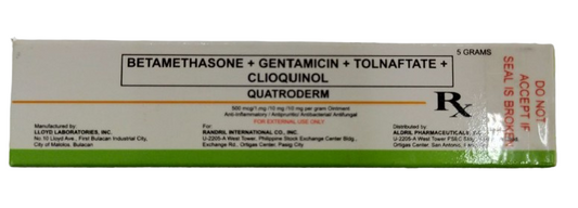 Quatroderm (Betamethasone + Gentamicin + Tolnaftate + Clioquinol)