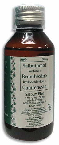 Salbux Plus (Salbutamol+Bromhexine+Guaifenesin) Syrup 1+2+50mg/5mL 1's