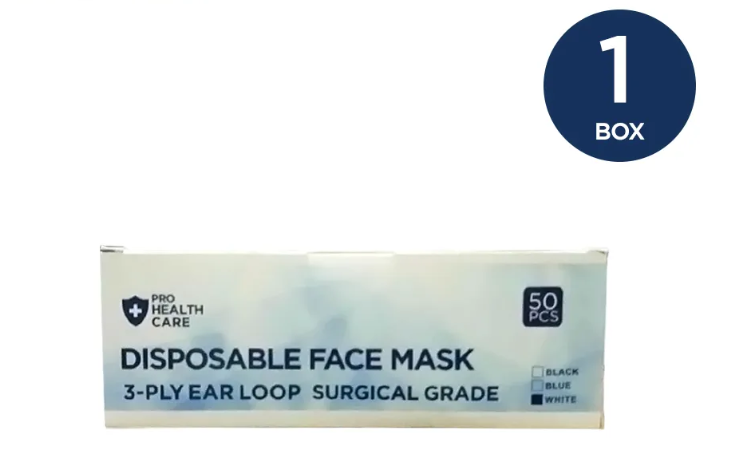 Prohealthcare Face Mask 3 ply Surgical Adult White 50's