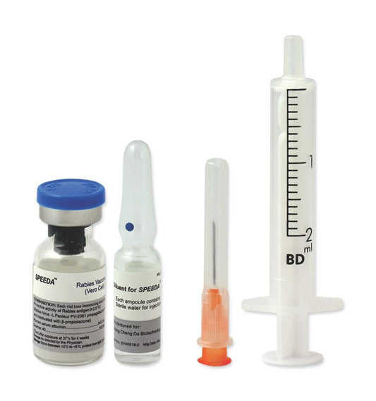 Speeda (Lyophilized Inactivated Purified Rabies Vaccine from Vero Cells) (2.5 IU/0.5mL) Suspension for IM Injection in 0.5mL Glass Vial 1's