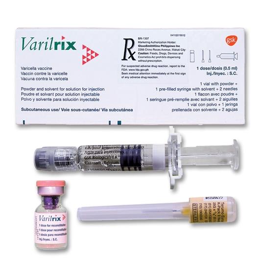 Varilrix (Live Attenuated Oka Strain of Varicella-Zoster) (10^3.3 PFU/0.5mL) Suspension for IM/SC Injection in 0.5mL Glass Vial 1's