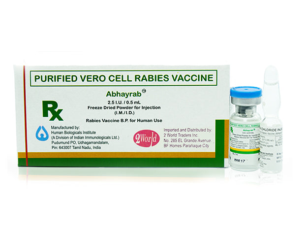 Abhayrab (Purified Rabies Vaccine from Vero Cells) (2.5 IU/0.5mL) Suspension for IM Injection in 0.5mL Glass Vial 1's
