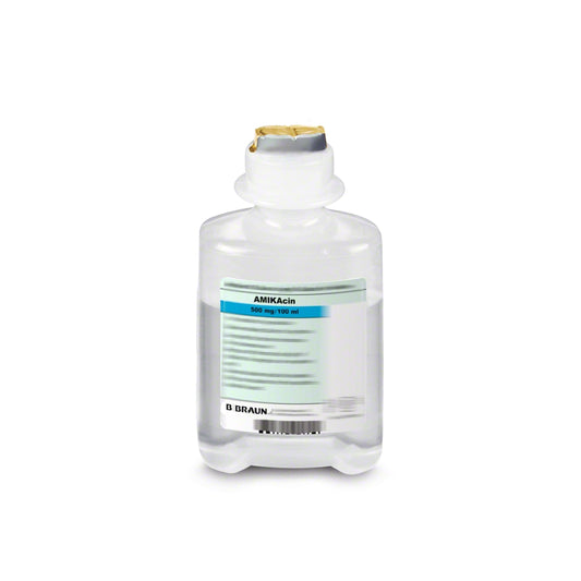 BBraun (Amikacin) Solution for IV Infusion 500mg in Ecoflac Plus 100mL Bottle in Box of 10's