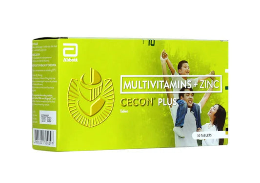 Cecon Plus (Ascobic Acid + Zinc + Vitamin B1, B2, B6, B12 + Folic Acid + Vitamin E)