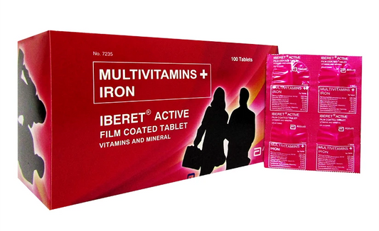 Iberet Active (Ferrous Sulfate + Vitamins C, B1-3, B5-6, B12)