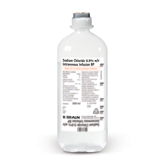 BBraun 0.9% Sodium Chloride Solution Solution for IV Infusion of 500 mL Ecoflac® Plastic Bottle in Box of 10's