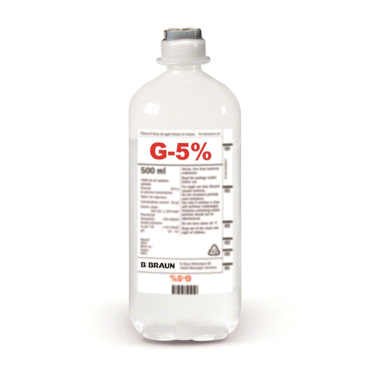 BBraun Dextrose 5% in Water Solution Solution for IV Infusion of 500 mL Ecoflac® Plastic Bottle in Box of 10's