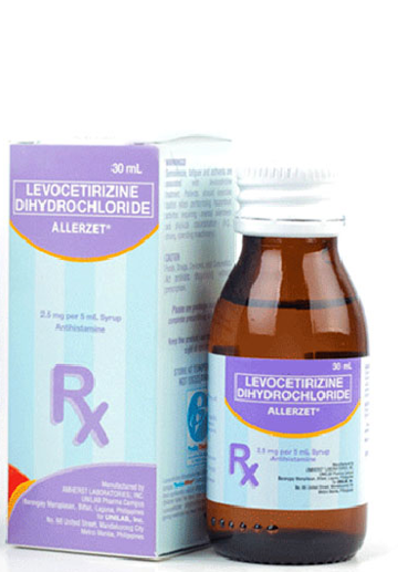 Allerzet (Levocetirizine Dihydrochloride) Syrup (2.5 mg/5ml) Bottle 30mL Box 1's
