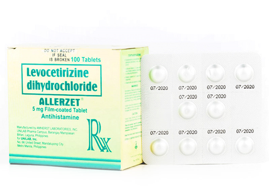 Allerzet (Levocetirizine Dihydrochloride) Tablet, Film Coated (5 mg) Blister Pack 10's Box 100's