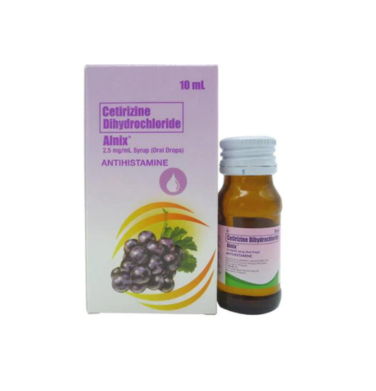Alnix (Cetirizine Dihydrochloride) Drops (2.5 mg/mL) Bottle 10mL Box 1's