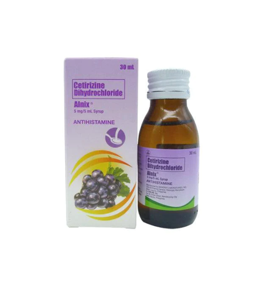 Alnix (Cetirizine Dihydrochloride) Syrup (5 mg/5ml) Bottle 30mL Box 1's