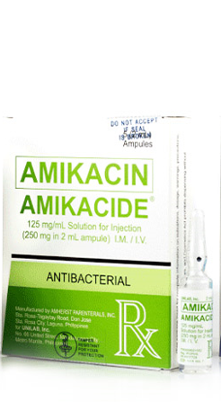 Amikacide (Amikacin Sulfate) Injection, Solution (125 mg/mL) Ampoule, Glass Clear 2mL Box 5's