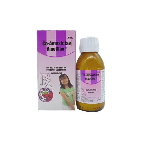 Amoclav (Amoxicillin+Clavulanic Acid) Powder, For Suspension (400+57 mg/5ml) Bottle 70mL Box 1's