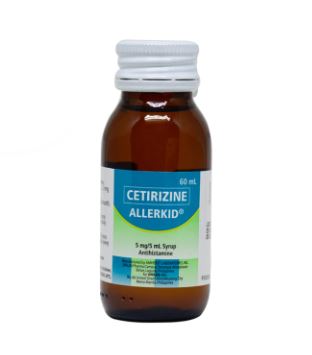 Allerkid (Cetirizine Dihydrochloride) Syrup (5 mg/5ml) Bottle 60mL Box 1's