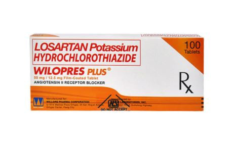 Wilopres Plus (Losartan Potassium+Hydrochlorothiazide) Tablet, Film Coated (50+12.5 mg) Blister Pack 10's Box 100's