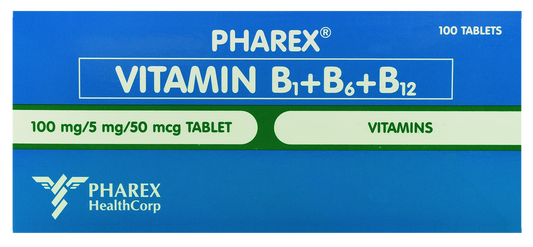 Pharex Vitamin B-Complex (Vitamin B Complex (Thiamine [B1] + Pyridoxine [B6] + Cyanocobalamin [B12]))