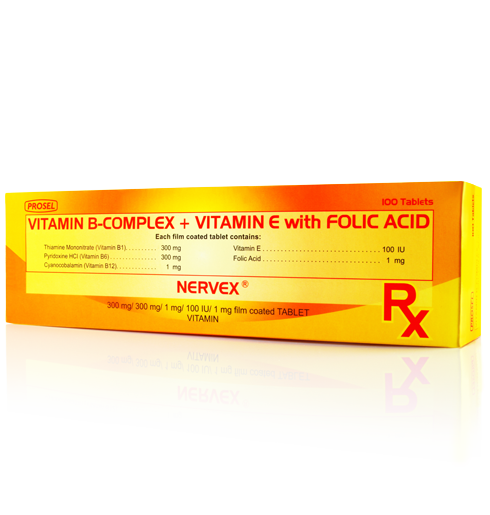 Nervex (Vitamin B Complex + Vitamin E + Folic Acid) (Tablet)