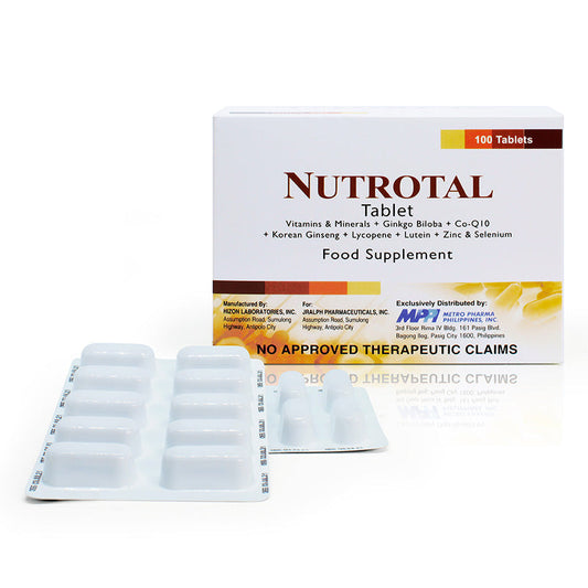 Nutrotal (Mutivitamins + Minerals + Ginkgo Biloba + Co Q10 + Korean Ginseng + Lycopene + Lutein + Zinc + Selenium)