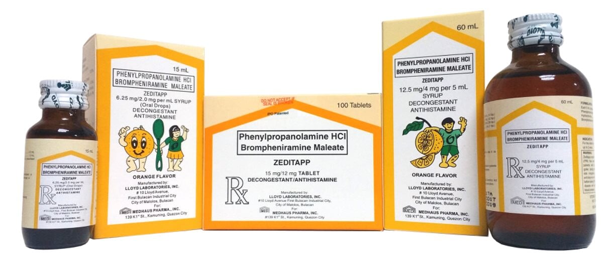 Zeditapp Zeditapp (Phenylpropanolamine HCl + Brompheniramine Maleate) – THOG ...